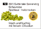 2020 Guldentaler Sonnenberg · Scheurebe · Spätlese halbtrocken